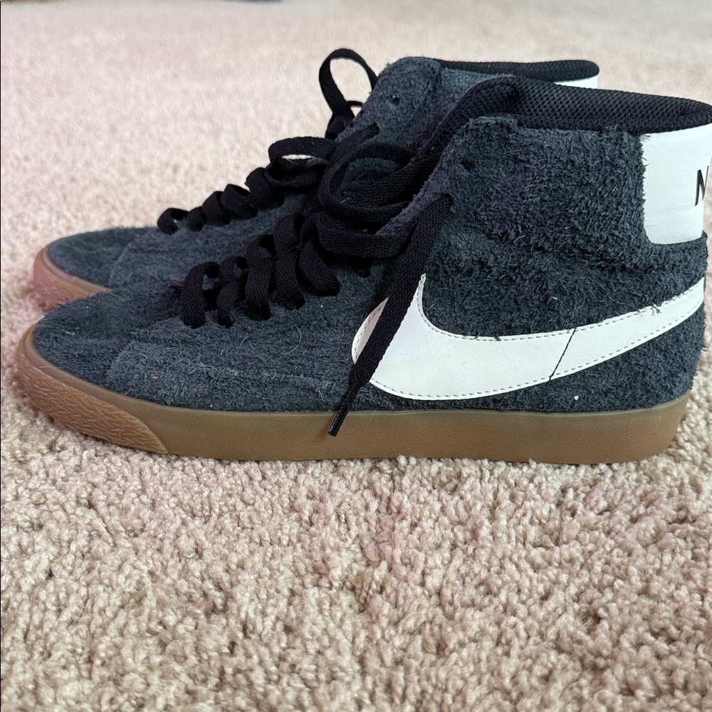 Nike Blue and White Suede High-Top Sneakers